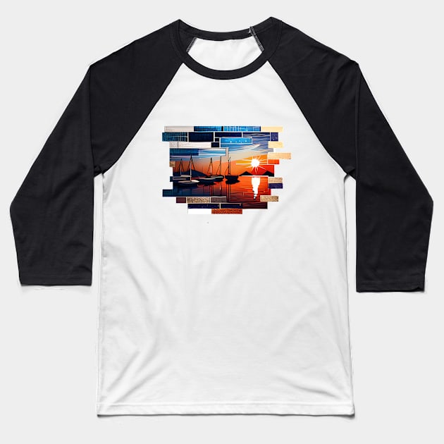 Marina Abstract Mosaic Baseball T-Shirt by Xie